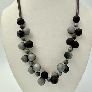 Elegant Black and Gray Floating Beaded Necklace